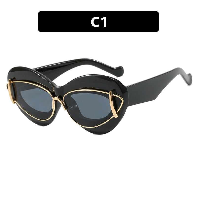 Damen extravagante Katzenaugen-Sonnenbrille Karnz