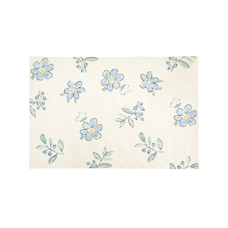 Flachgewebter Läufer und Fußmatte mit Aquarell‑Wildblumenmuster