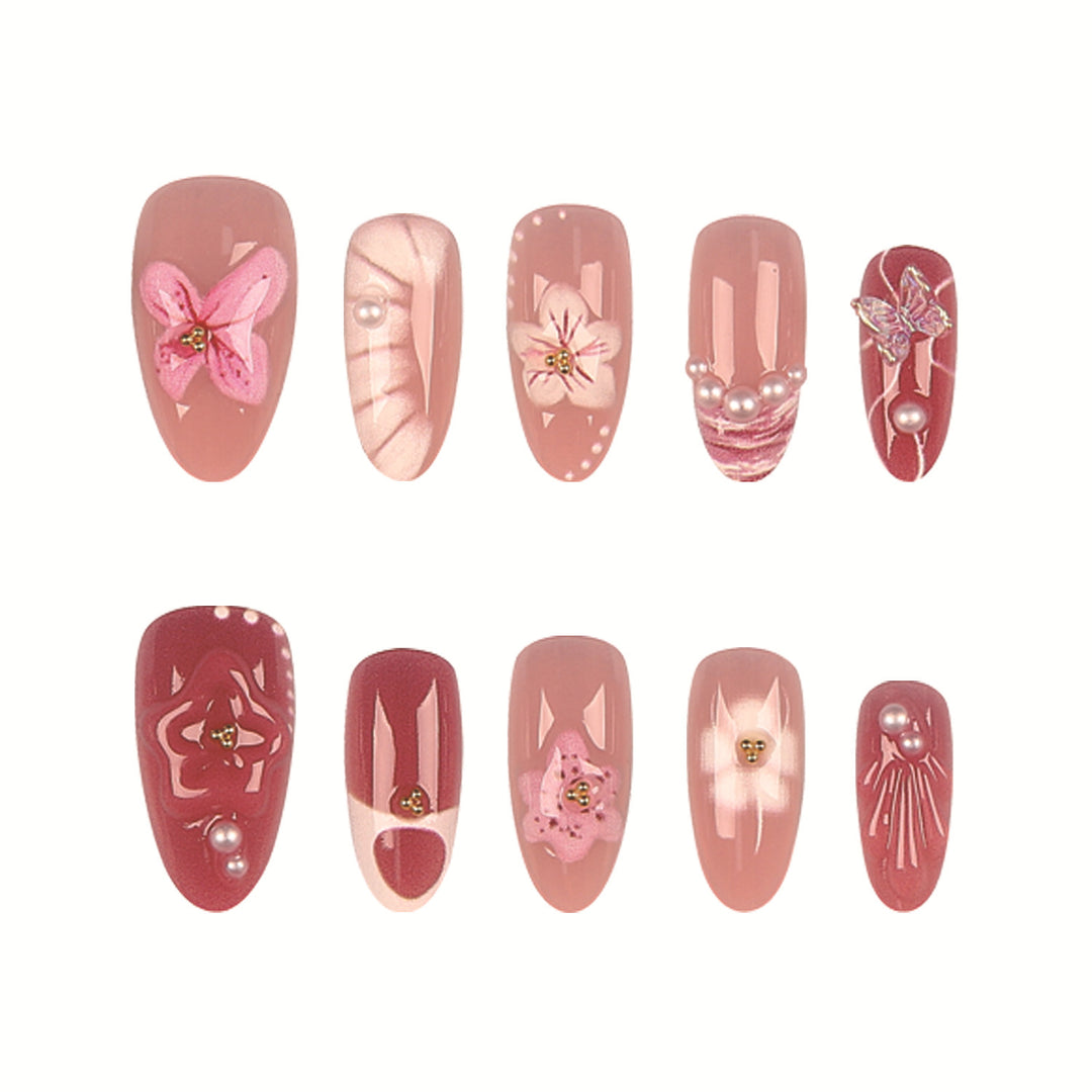 Dekorative Florale Press-On Nagelkollektion