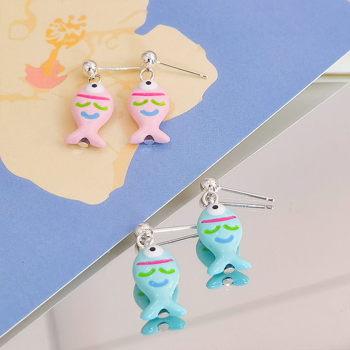 Verspielt Fisch Charm Ohrringe Karnz