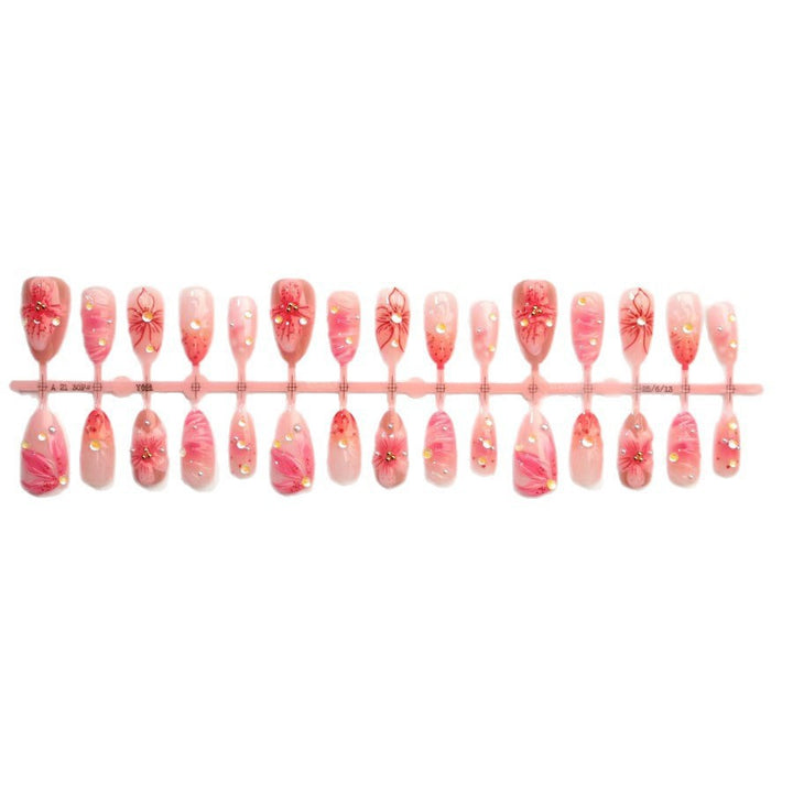 Elegantes Floral Press-On Nagelset Karnz