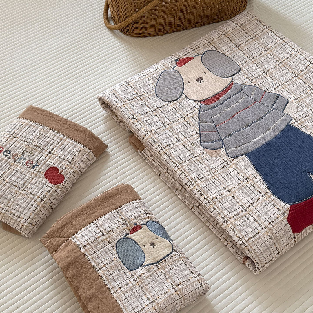 Gestepptes Bunny Applikation Komforter und Kissenbezug Set