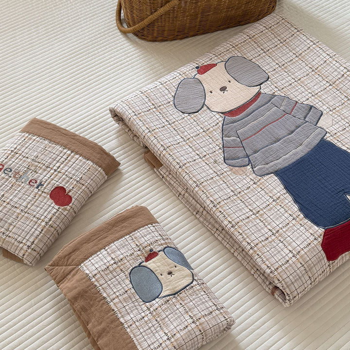 Gestepptes Bunny Applikation Komforter und Kissenbezug Set