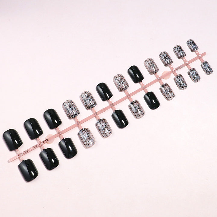 Glänzendes Künstlerisches Press-On Nagelset mit Abstraktem Design Karnz