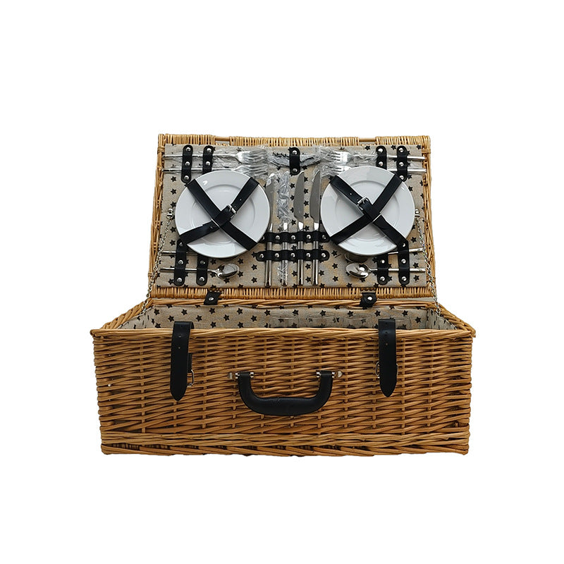 Damen Picknickkorb mit integriertem Geschirrset und stilvollen Accessoires Karnz