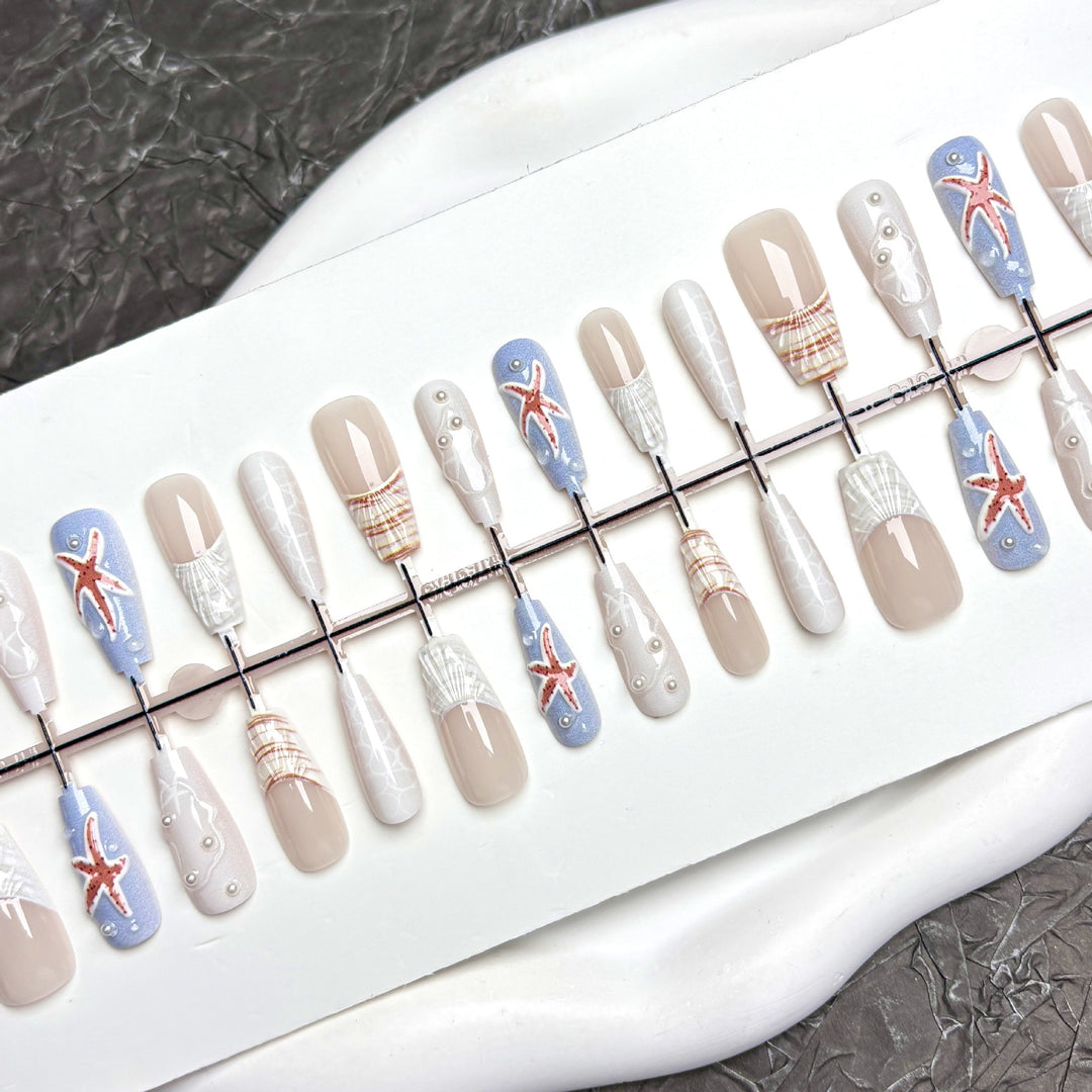 Küsten-Themen Press-On Nagelkunst Set