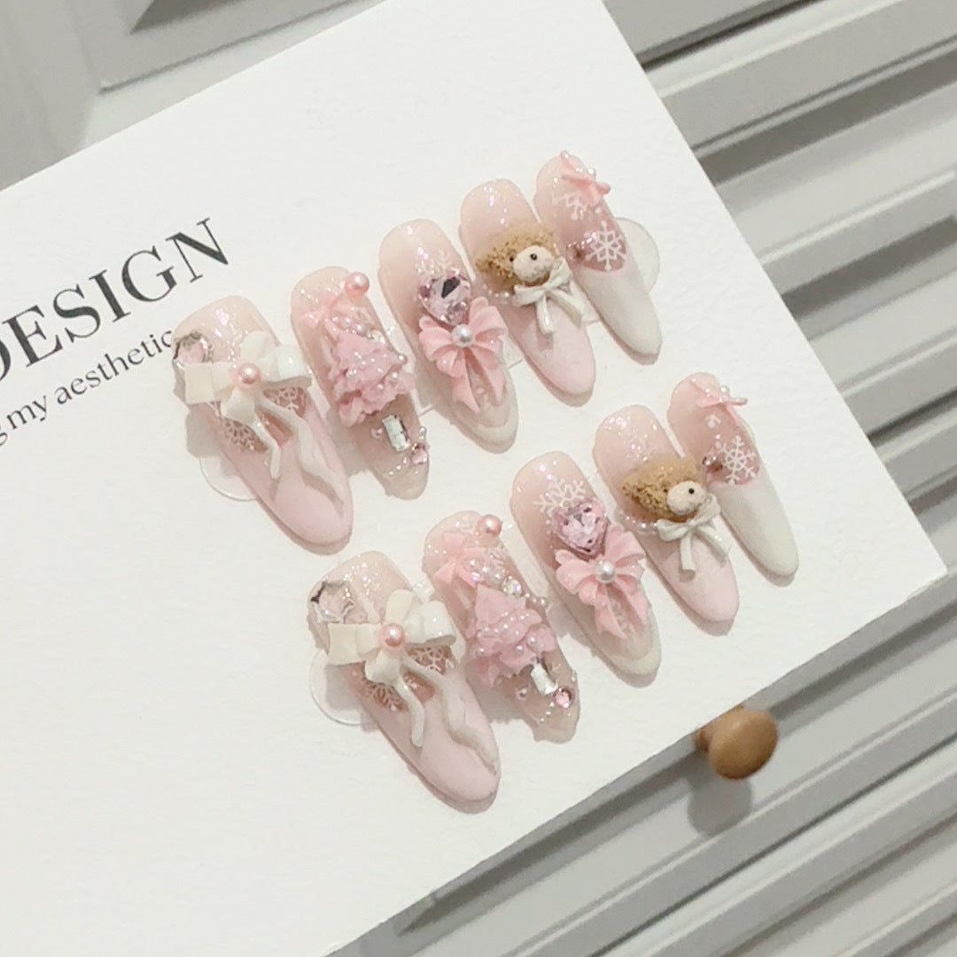 Verspielt Dekorative 3D Druck-On-Nagelset