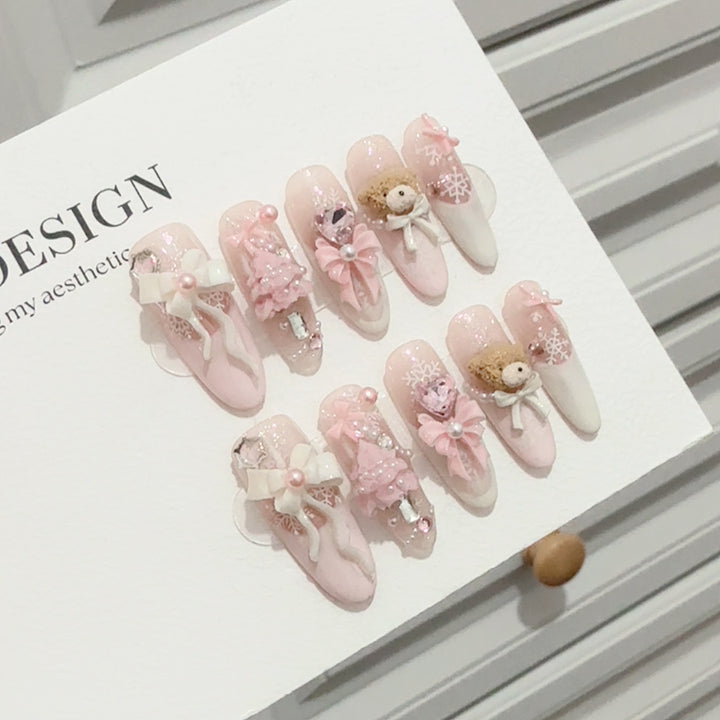 Verspielt Dekorative 3D Druck-On-Nagelset
