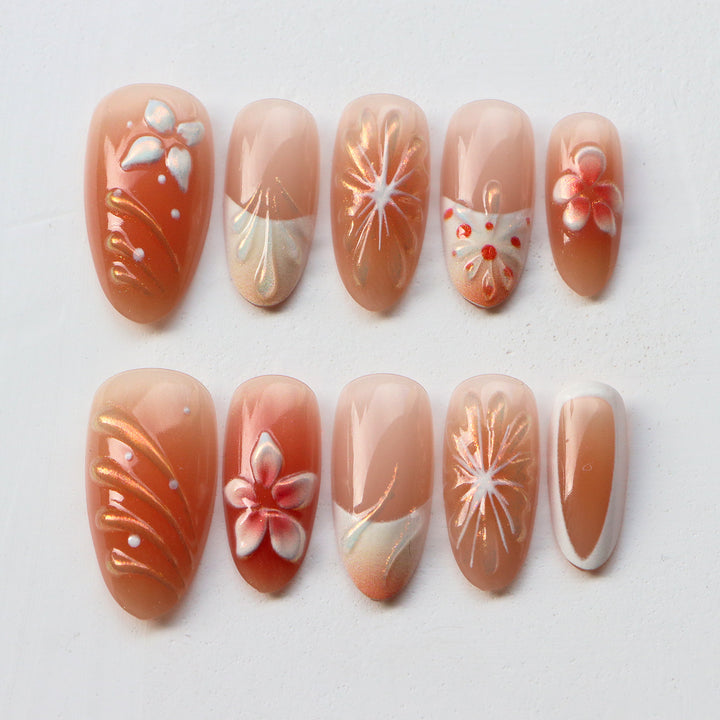 Künstlerisches Floral Design Press-On-Nagelset  1791724360