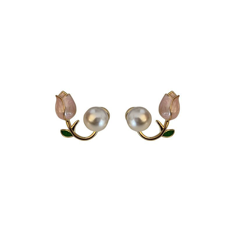 Blumenmotif Perlen- und Steinohrringe Karnz