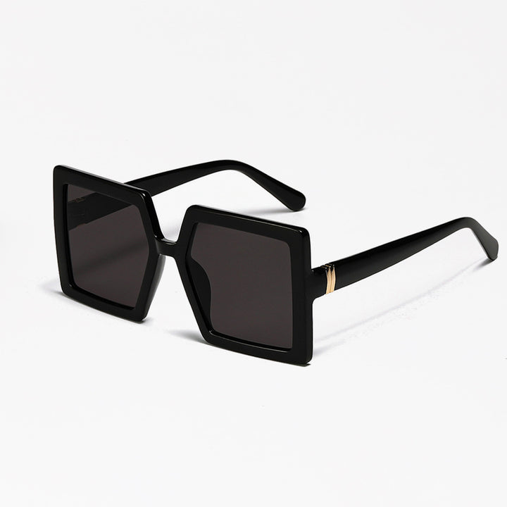 Damen geometrische Sonnenbrille mit modernem, breiten Rahmen Karnz