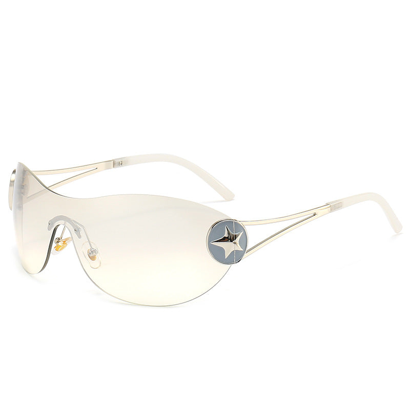 Damen Modische Sonnenbrille mit transparentem Design und stilvollen Akzenten Karnz