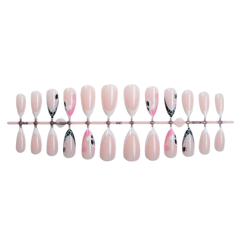 Halloween-Themed Press-On Nail Art Set mit Spider- und Ghost-Designs