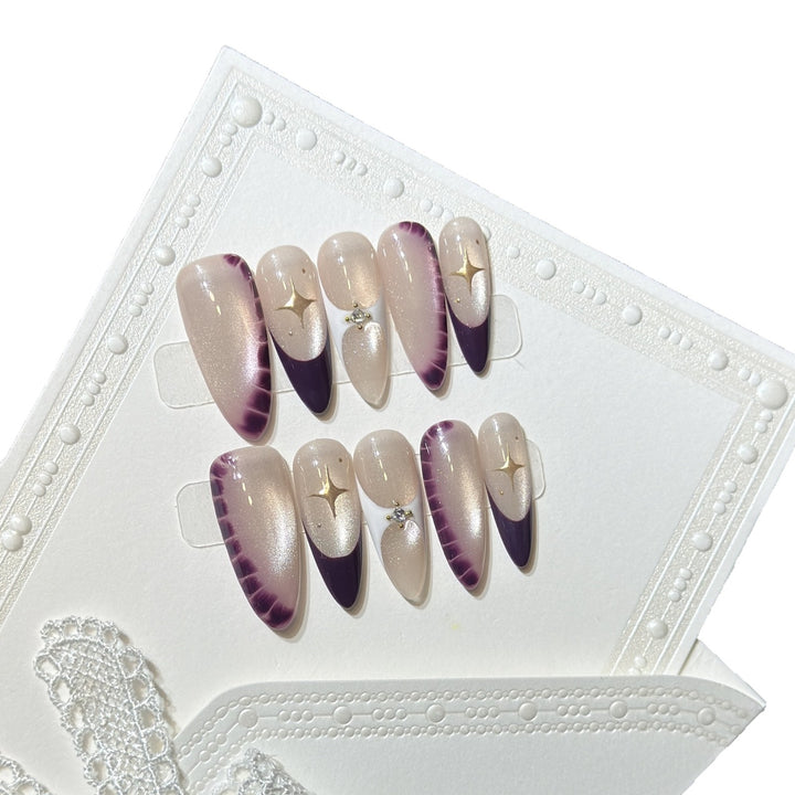 Elegantes Press-On-Nagelkunstset mit Kristalldetails Karnz