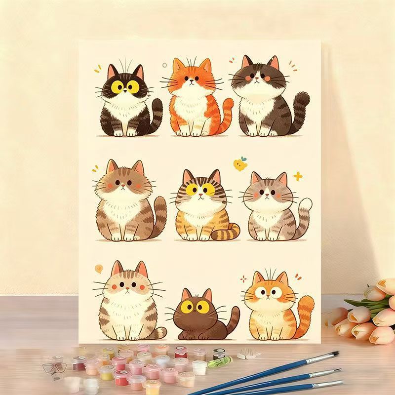 Katzen-Themen Malen nach Zahlen Leinwand Kunstset Karnz
