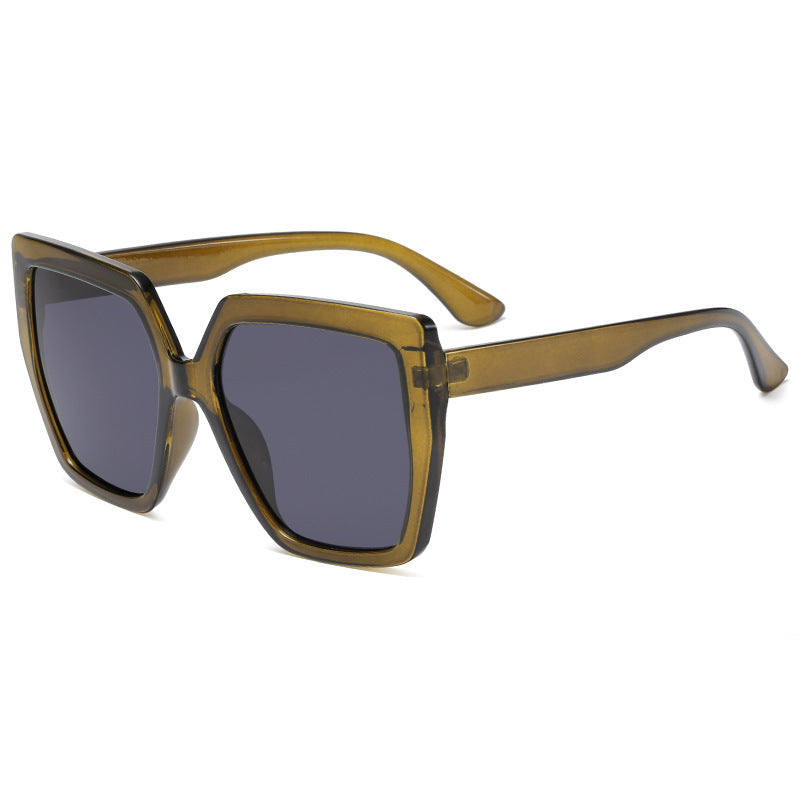 Damen modische transparente Sonnenbrille mit quadratischen Gläsern Karnz