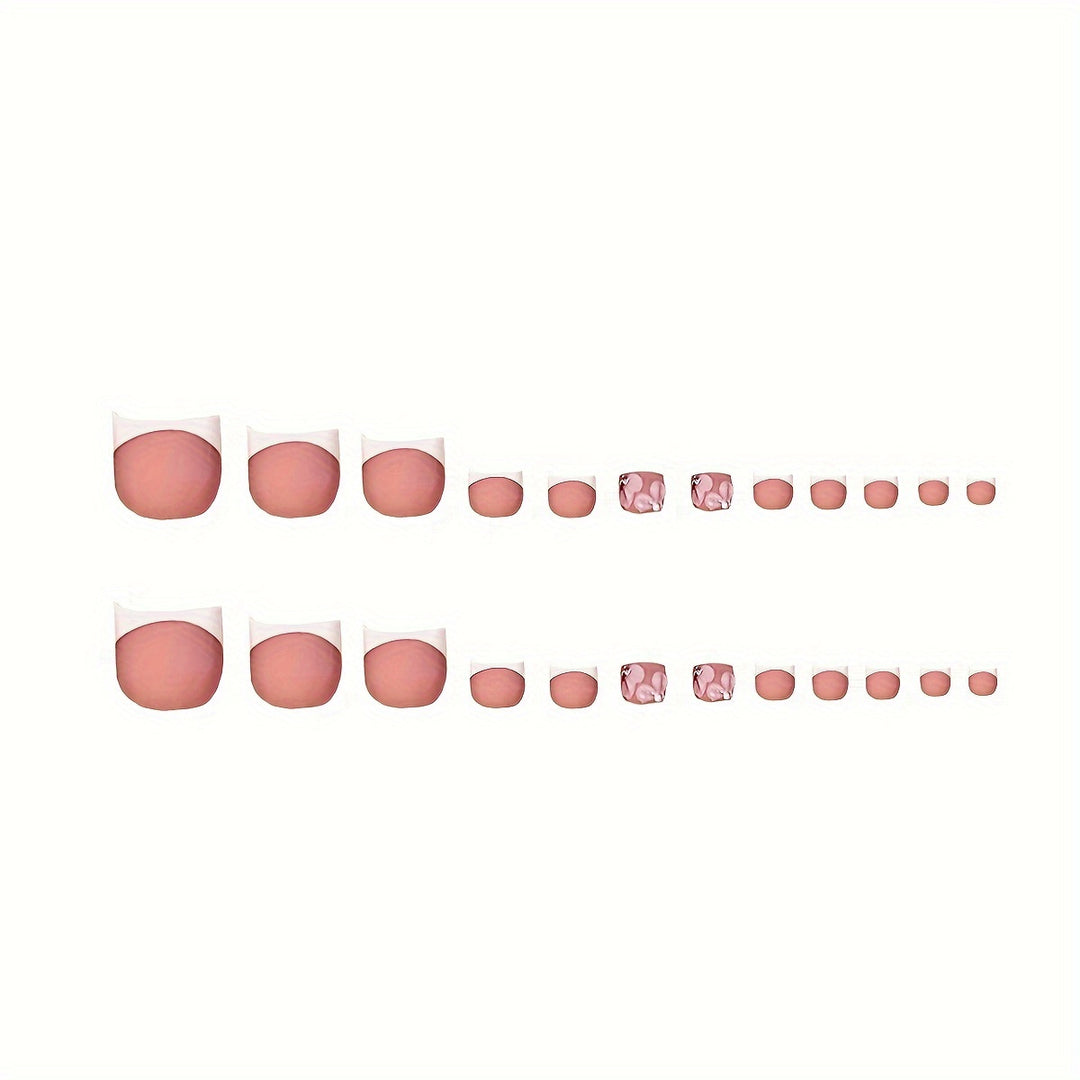 Floral French Tip Press-On Nail Set Karnz