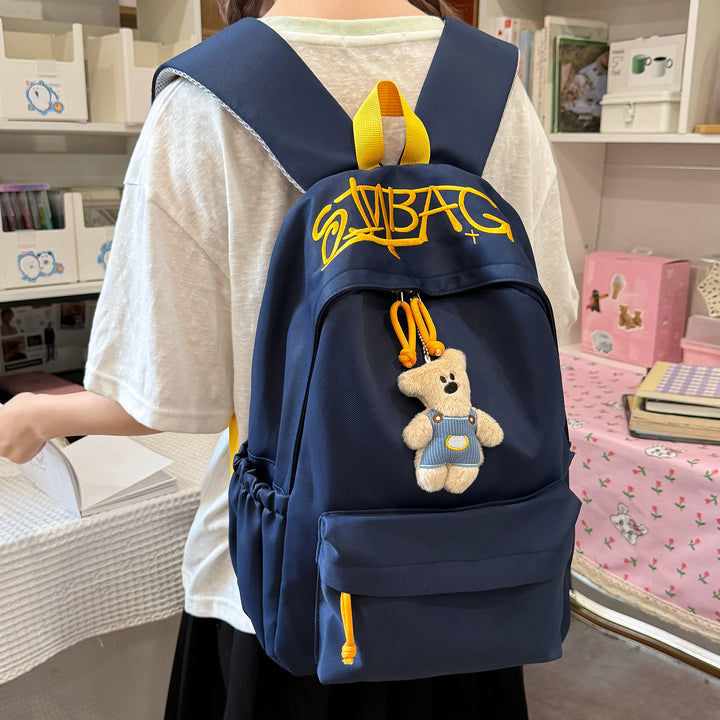 Lässiger Rucksack mit süßem Plüsch-Schlüsselanhänger Karnz