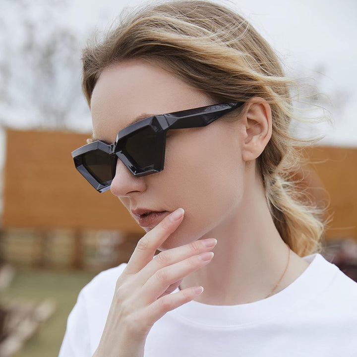 Damen stilvolle hexagonale Sonnenbrille Karnz