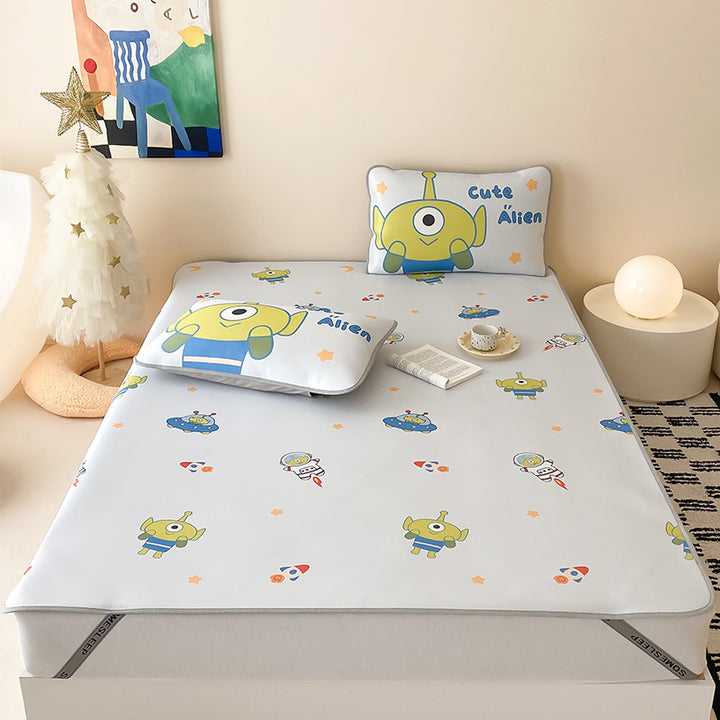 Kinder-Matratzenschoner-Topper mit rutschfester Unterseite und niedlichem Bären-Print
