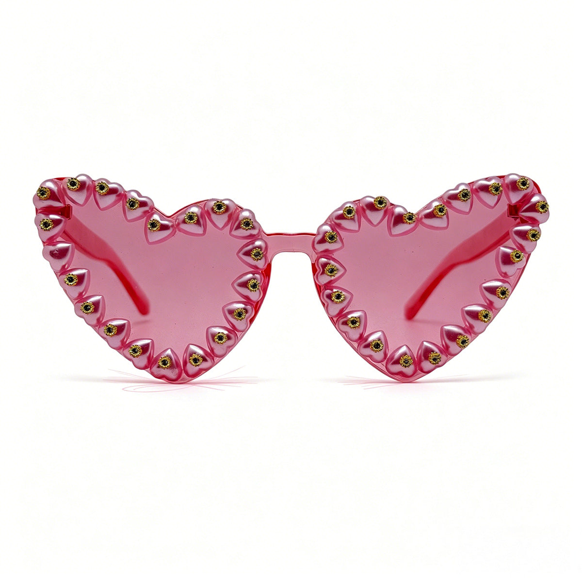 Damen Herzförmige Sonnenbrille mit extravaganten Schmuckdetails Karnz