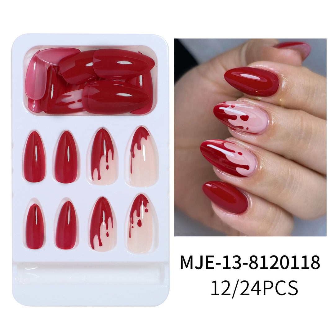 Künstlerisches Abstract Press-On Nagelset Karnz