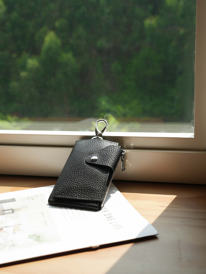 Premium Reißverschluss Leder Kartenhalter