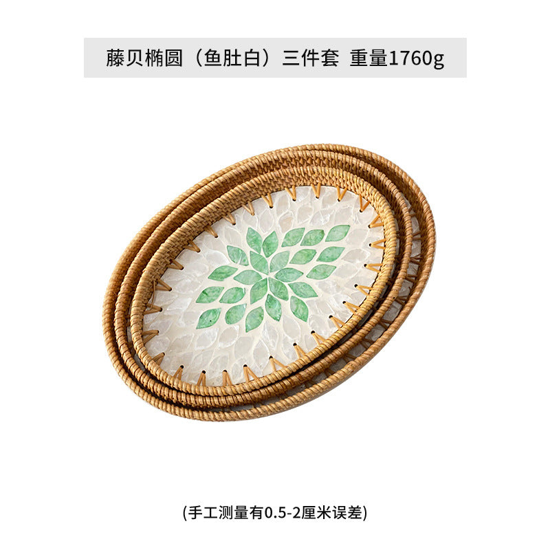 Damen Eleganter Servierteller-Set aus handgewebtem Naturmaterial Karnz