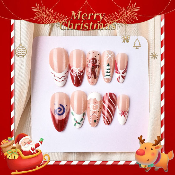 Weihnachtskunstnagelset mit festlichen Lebkuchen- und Weihnachtsbaum-Motiven Karnz