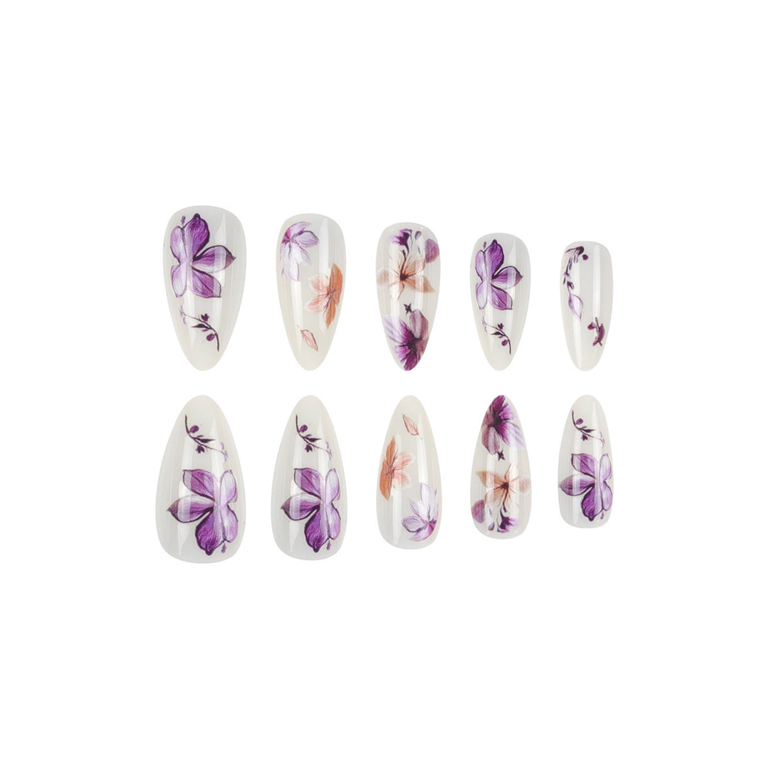 Florales Design Stiletto Press-On Nägel Karnz