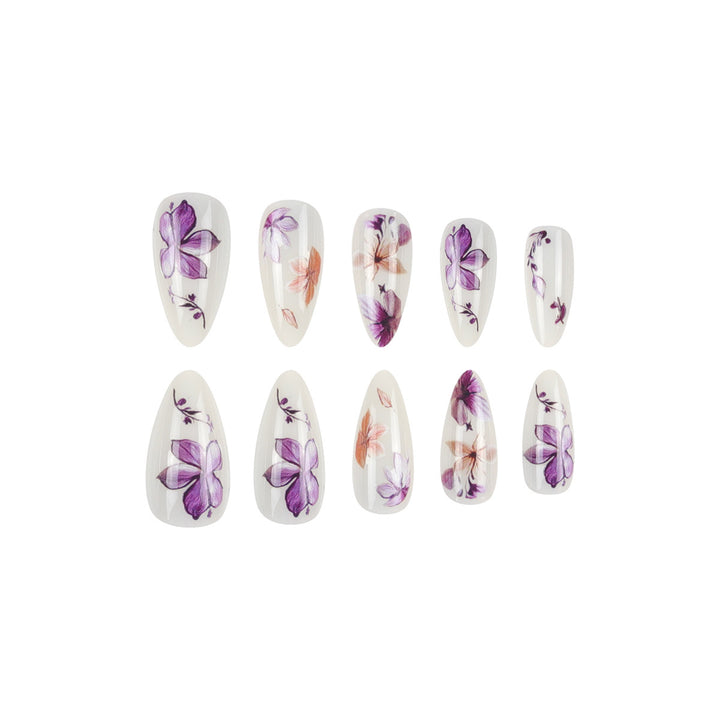 Florales Design Stiletto Press-On Nägel Karnz