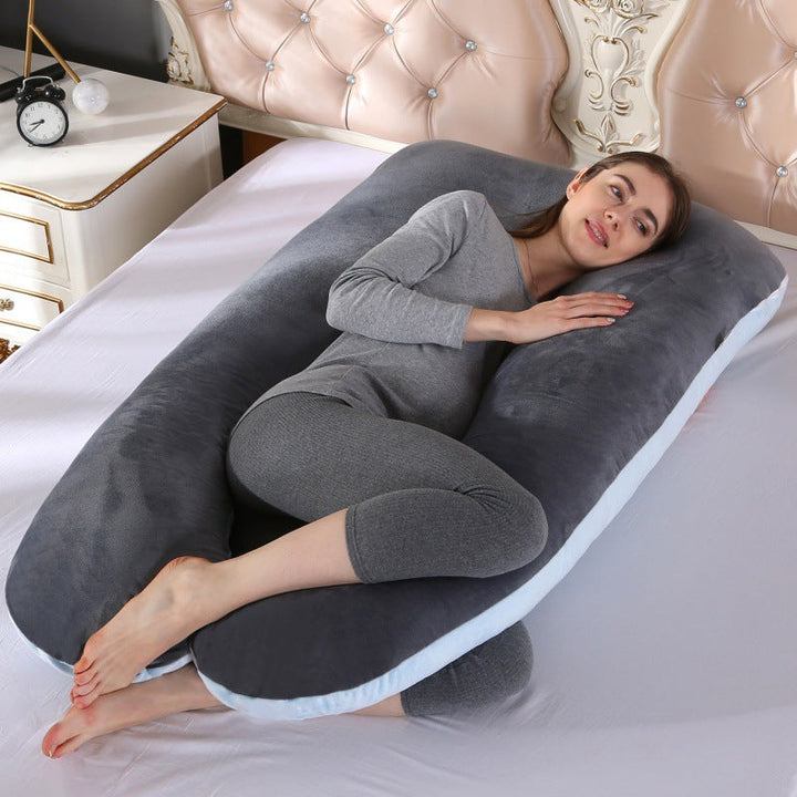 ergonomisches U-förmiges Ganzkörper-Schwangerschaftskissen mit abnehmbarem waschbarem Veloursbezug und verstellbarem Innenteil Karnz