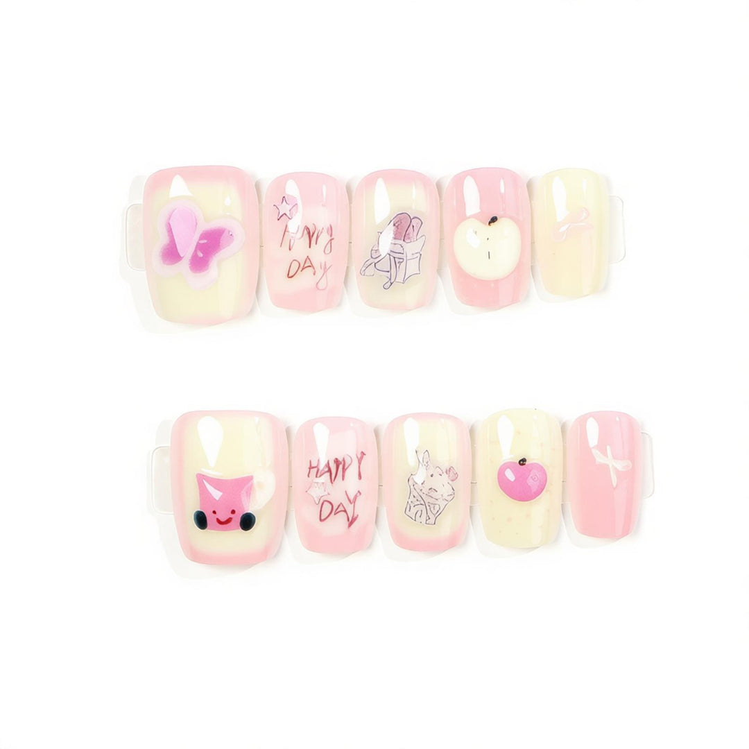 Verspieltes Charakter-Themen Press-On Nagelset Karnz
