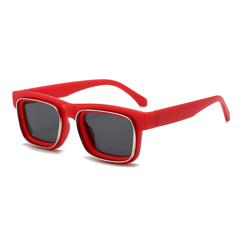Damen modische quadratische Sonnenbrille mit kontrastierendem Rahmen Karnz