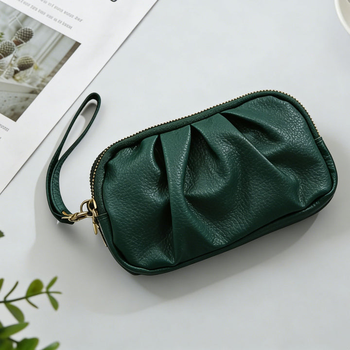 Strukturierte Leder Reißverschluss Clutch Geldbörse Karnz