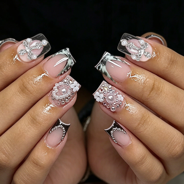 Elegante dekorative Acryl Press-On Nagelkunst Karnz