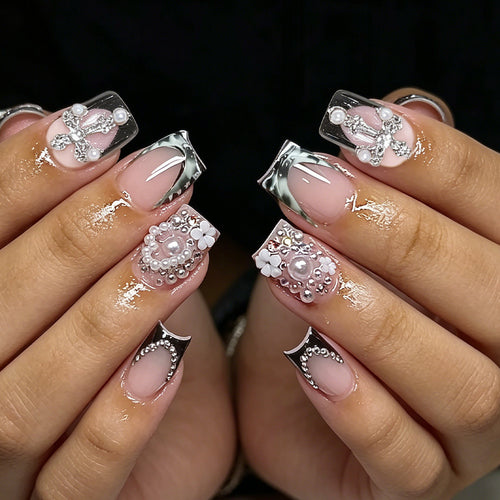 Elegante dekorative Acryl Press-On Nagelkunst Karnz