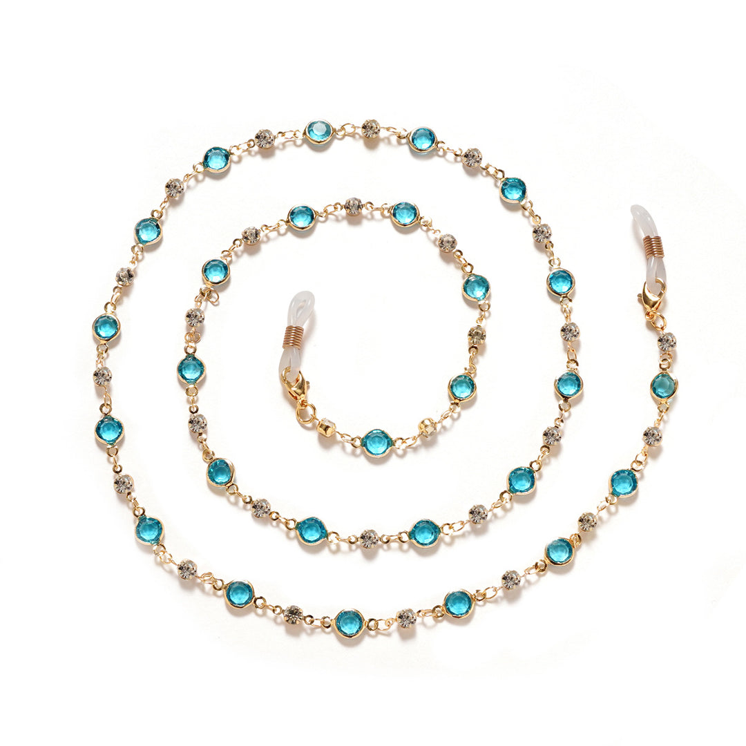 Elegante Strass- und Edelsteinkette für Brillen Karnz