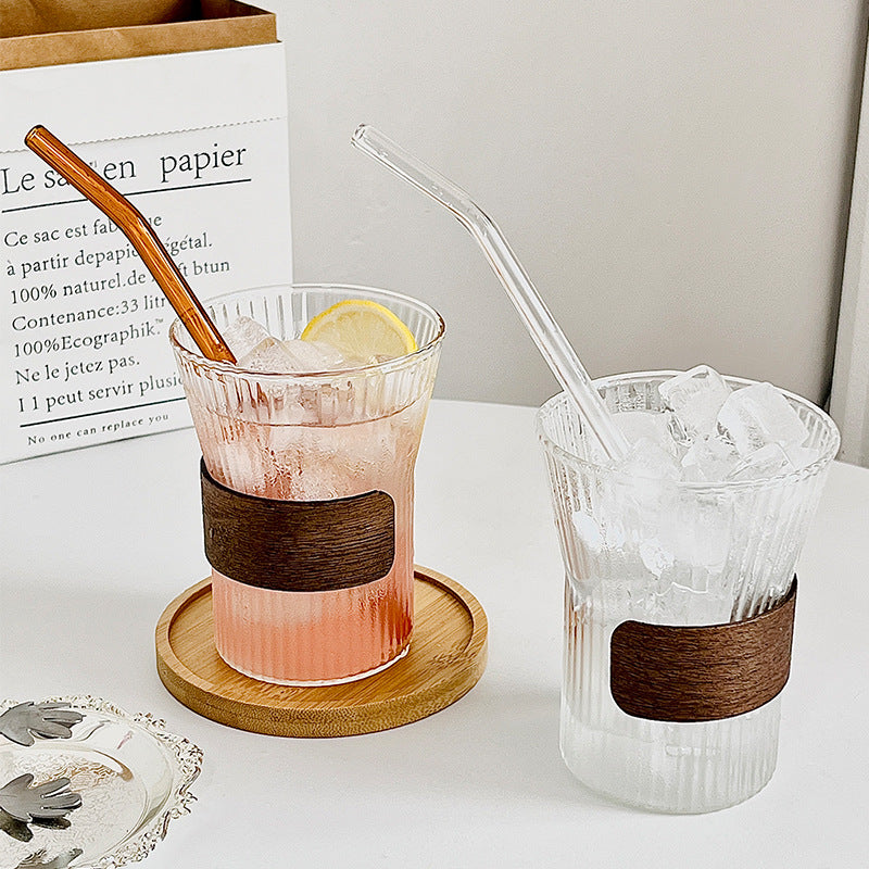 Damen Glas mit stilvollem Holzring Karnz