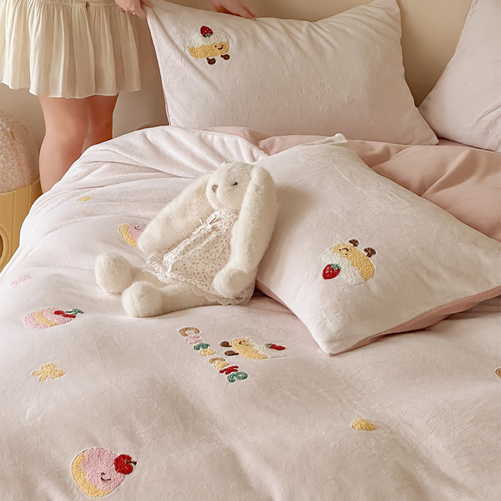 Soft-Touch Besticktes Dessert Appliqué Bettwäsche Set