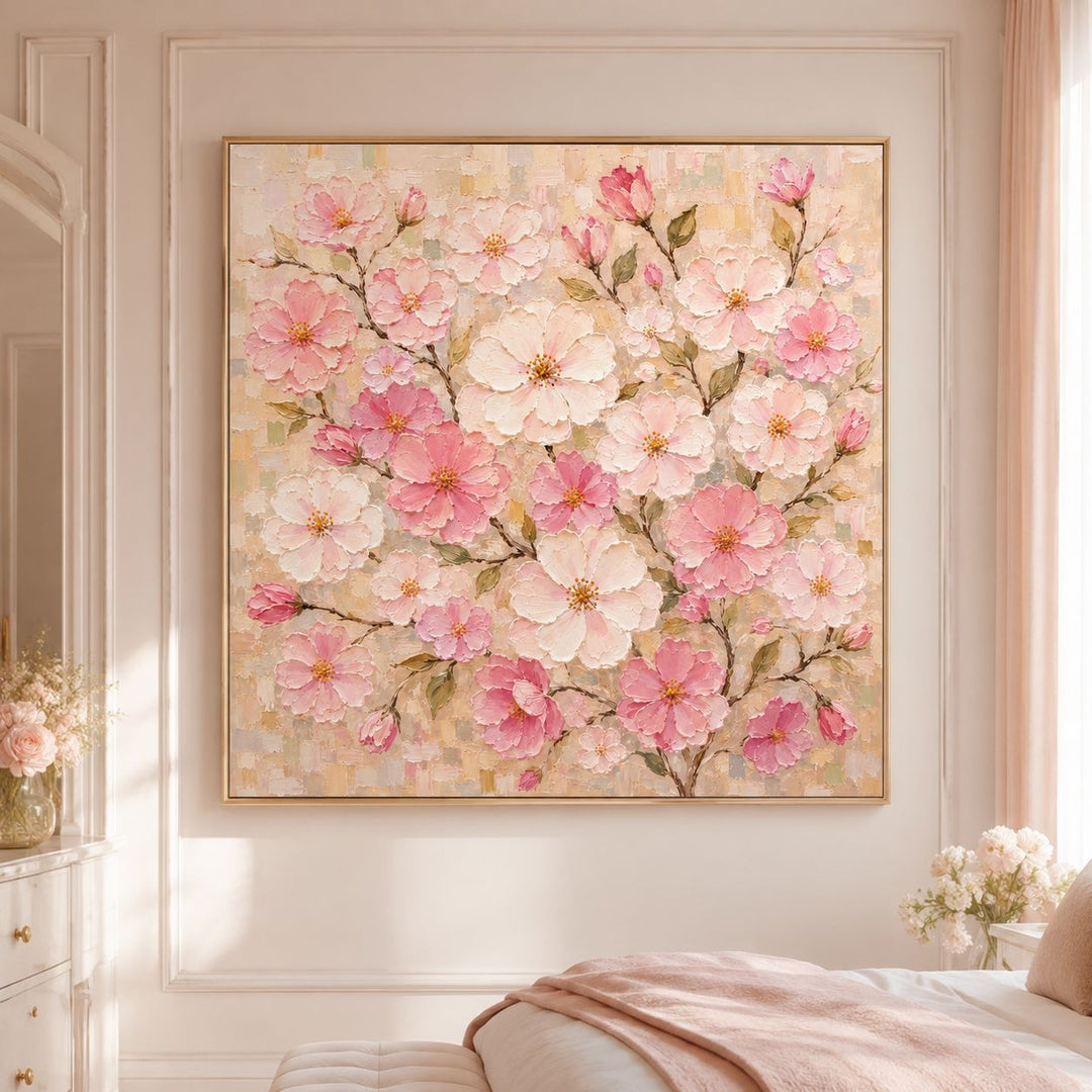 3D Texturiertes Floral Leinwand-Kunstwerk