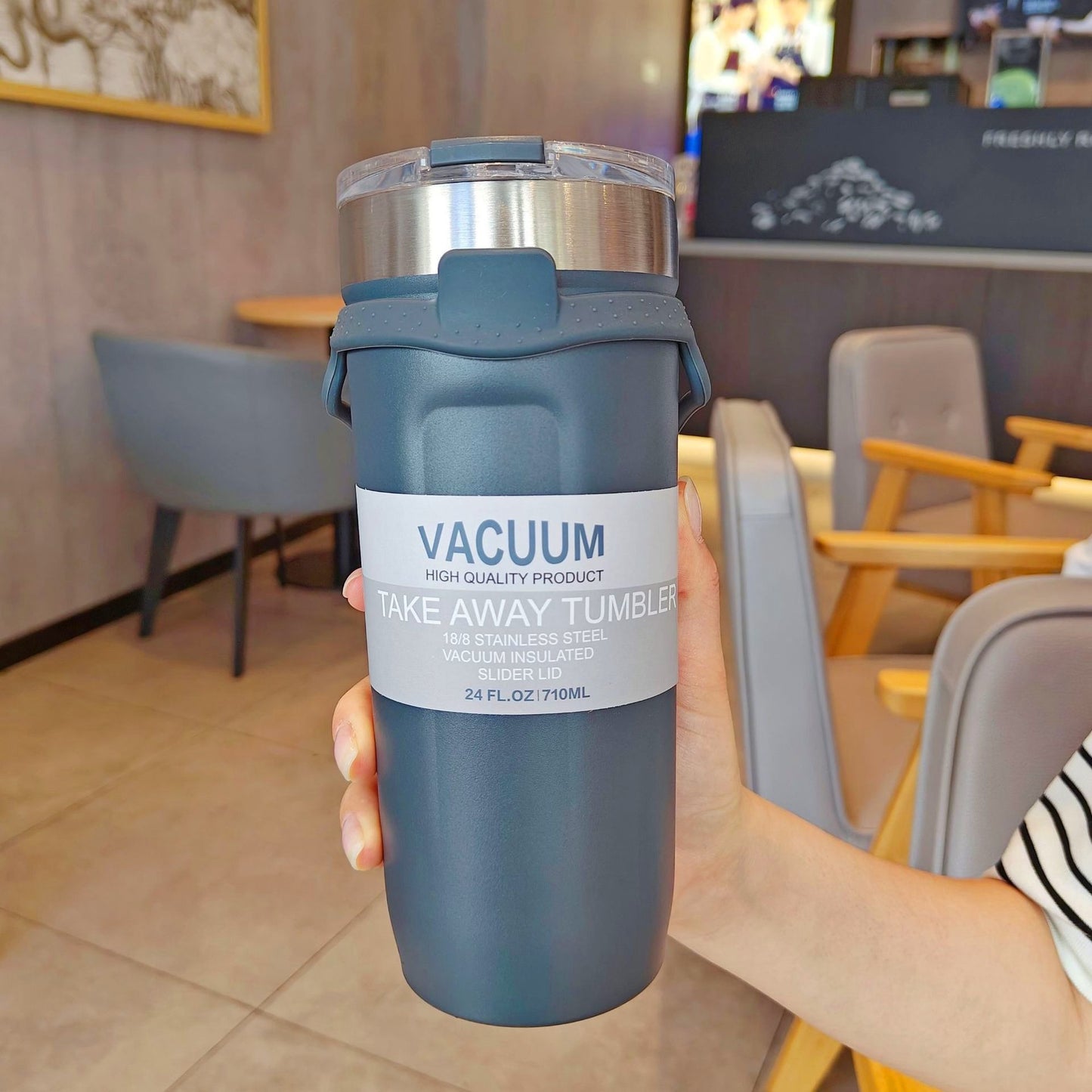 Damen doppelwandiger Thermobecher mit rutschfestem Silikonboden Karnz