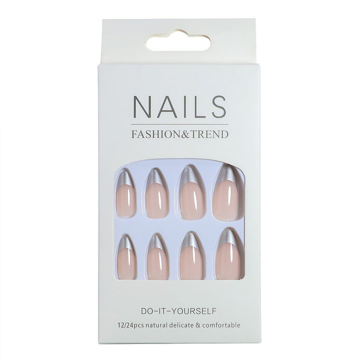 Elegante Stiletto French Tip Press-On Nägel Karnz