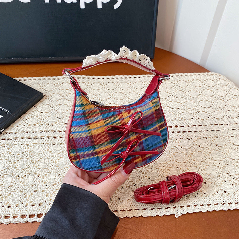 WoStylish Karo-Muster Handtasche Karnz