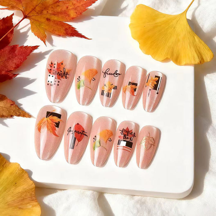 Herbst-inspiriertes Künstlerisches Press-On Nagelkunst-Set Karnz