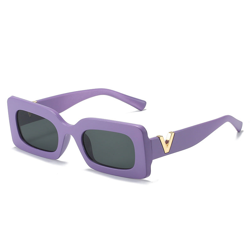Damen modische quadratische Sonnenbrille mit stilvollem Metallbesatz Karnz