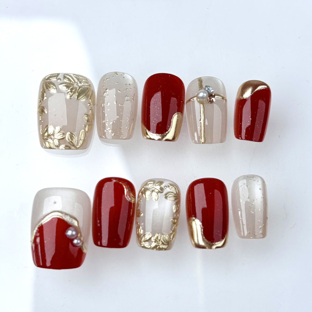 Luxuriöses Blumendesign Press-On Nagelset