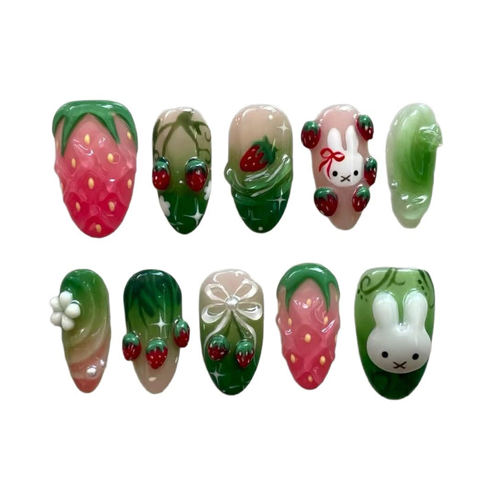 Künstlerisches Floral Press-On Nagelset Karnz