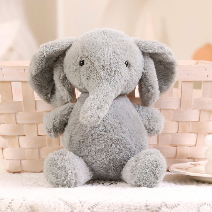 Weiches graues Elefant-Plüschlieblingsstück mit rundem Bauch, schlenkernden Ohren und gestickten Sicherheitsaugen Karnz