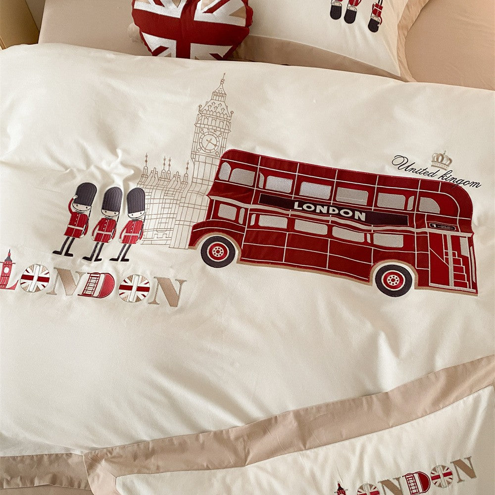 Kinder-Reise-theme Baumwoll-Percale Bettbezug Set